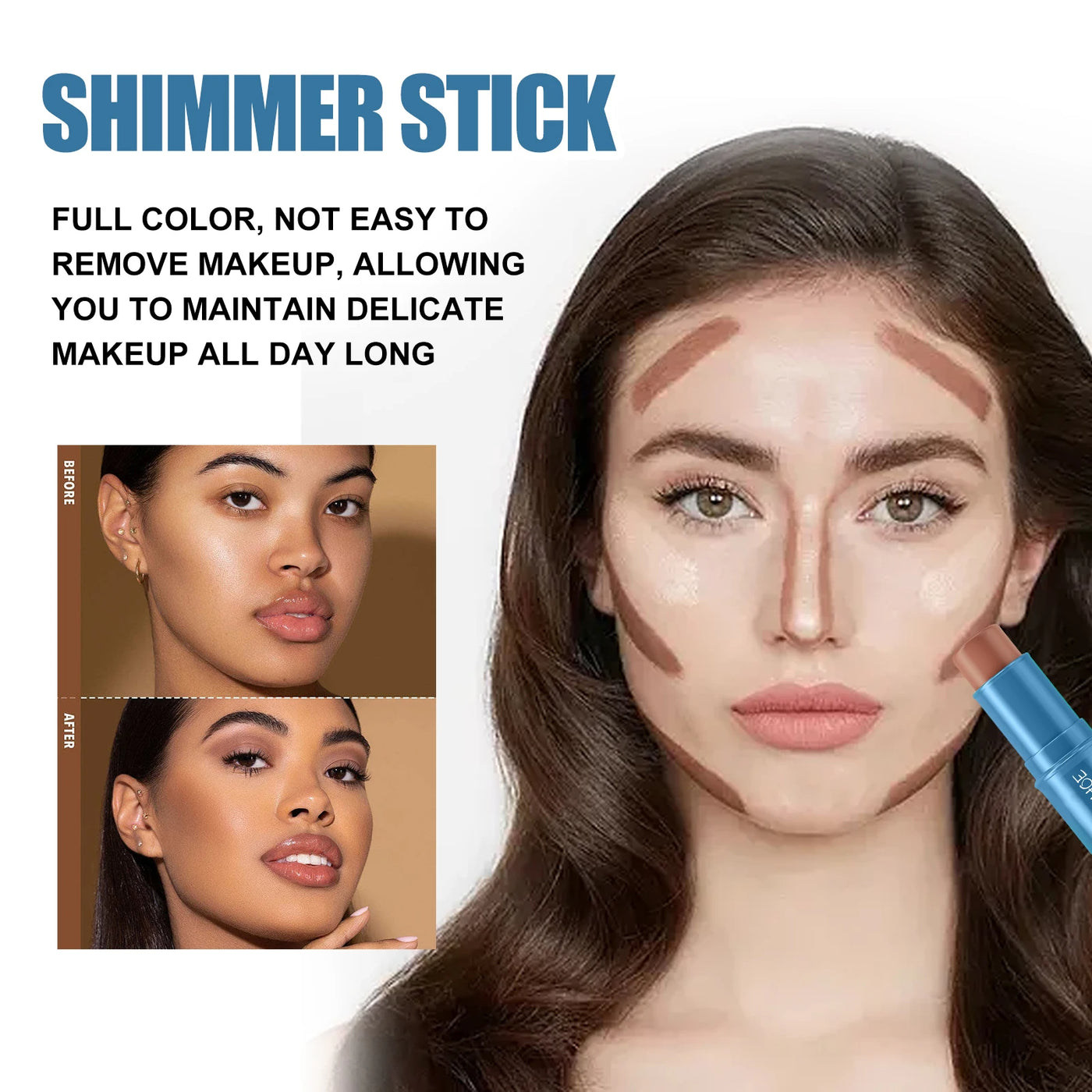 Double-ended Contouring Pen & Multi Functional Shadow Stick To Modify Contours Hold Makeup Waterproof Three-dimensional Shadow